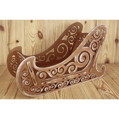 Подарочное кашпо деревянное 51*22.5*30.5 см Сани коричневые большие 153110