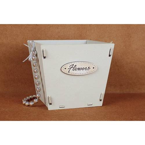 Подарочное кашпо деревянное конусом 12*12*10.5 см Flowers серый 153613