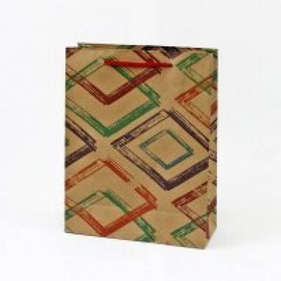 Подарочный крафт пакет 38х50х11.5 см Ромбы 53638