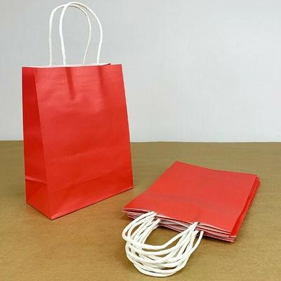 Подарочный крафт пакет с бумажной ручкой 12*17*7 см Красный 12 шт/уп