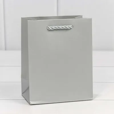 Подарочный пакет люкс бумажный 12х15х7 см Фактура серебро 441808