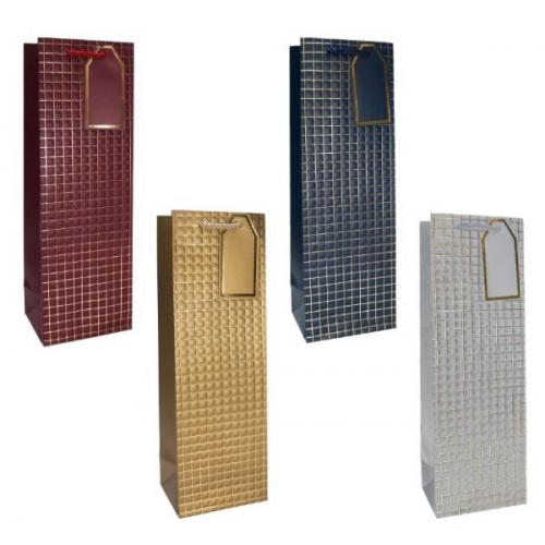 Подарочный пакет люкс бумажный 12х36х10 см Под бутылку 58702