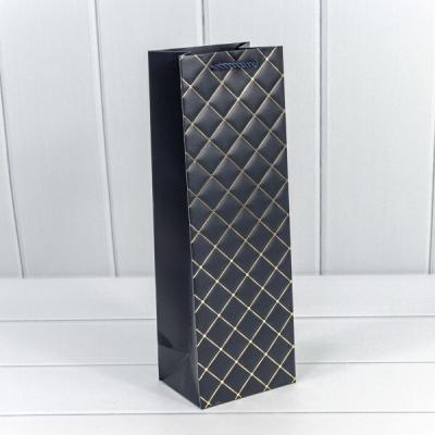 Подарочный пакет люкс бумажный 12х36х9 см Ромб синий 441799