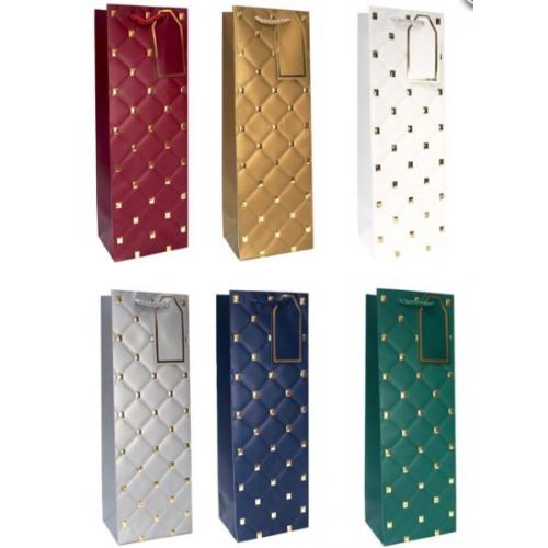 Подарочный пакет люкс бумажный 12х37х10 см Под бутылку 581368