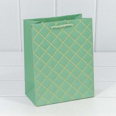 Подарочный пакет люкс бумажный 18х23х10 см Ромб зеленый 441345