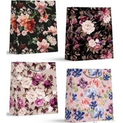 Подарочный пакет люкс бумажный 18х24х9 см Цветы 530917