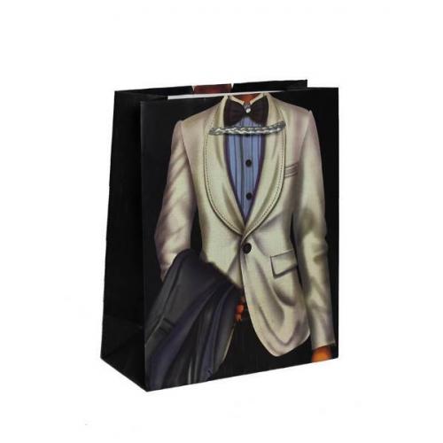 Подарочный пакет люкс бумажный 20*30*10 см Мужской костюм