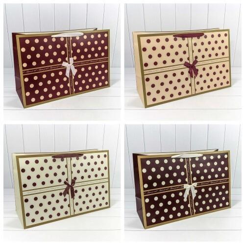 Подарочный пакет люкс бумажный 62х42х25 см Горошек микс 441557