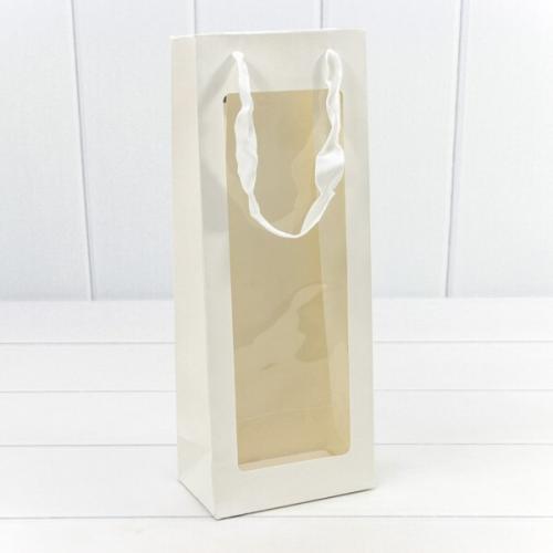 Подарочный пакет люкс бумажный с окошком 13х34х8 см Белый 445133