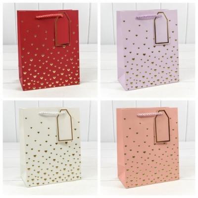 Подарочный пакет люкс бумажный с тиснением 18х23х10 см Сердечки (микс) 441793