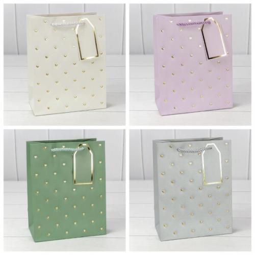 Подарочный пакет люкс бумажный с тиснением 18х23х10 см Сердечки (микс) 445139