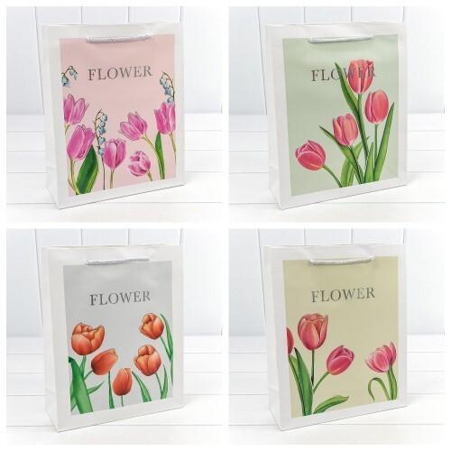 Подарочный пакет люкс бумажный с тиснением 26х32х10 см Flower 445123