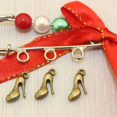 Подвеска металическая Туфелька 13*10мм (20шт) бронза Цена за уп.