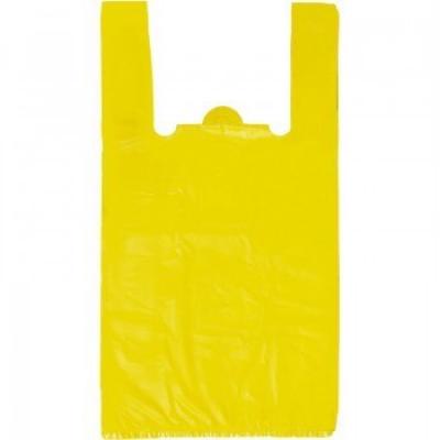 Полиэтиленовый пакет майка ПНД 15 мкм 30+14*50 см Однотонный желтый 100 шт