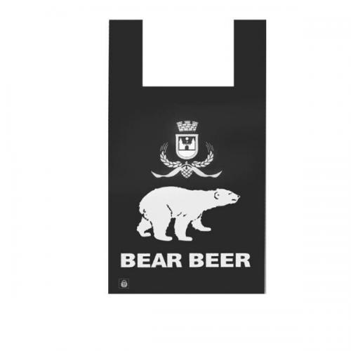 Полиэтиленовый пакет майка ПНД 8 мкм 26+14х48 см С праздником Ёжик 100 шт