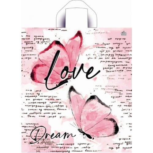 Полиэтиленовый пакет ПНД с петлевой ручкой 37 мкм 38х42 см Love Dream 50 шт
