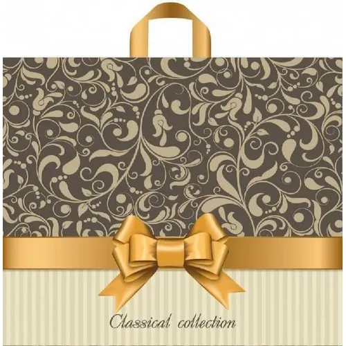 Полиэтиленовый пакет ПВД с петлевой ручкой 70 мкм 34х40 см Бежевый узор 25 шт