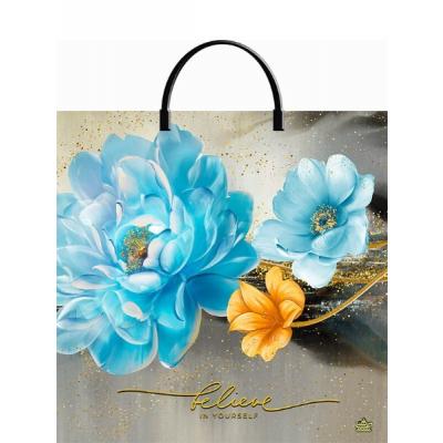 Полиэтиленовый пакет ПВД с пластиковой ручкой 100 мкм 36х37 см Небесные цветы 10 шт