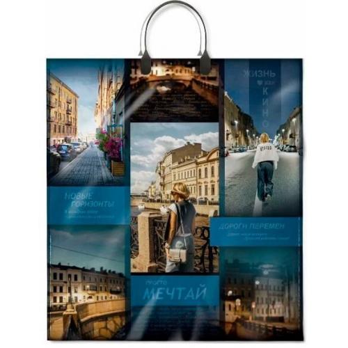 Полиэтиленовый пакет ПВД с пластиковой ручкой 100 мкм 44х40 см Фотодень 10 шт