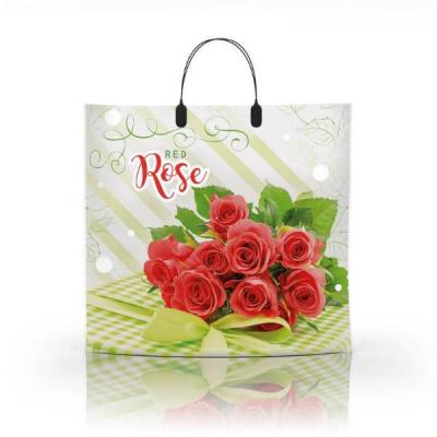 Полиэтиленовый пакет ПВД с пластиковой ручкой 80 мкм 36*34 см Красная Роза 10 шт