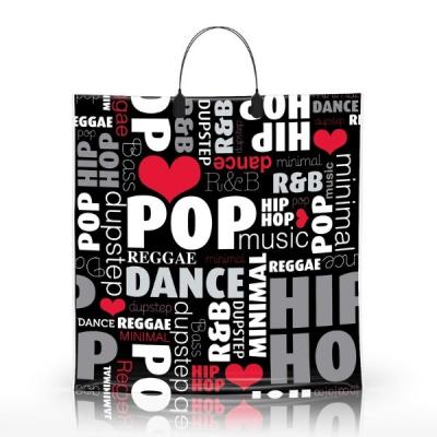 Полиэтиленовый пакет ПВД с пластиковой ручкой 80 мкм 40х40 см Музыка 10 шт