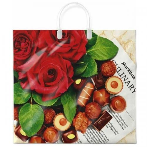 Полиэтиленовый пакет ПВД с пластиковой ручкой 90 мкм 38х35 см Марципан 10 шт