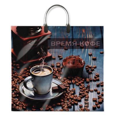 Полиэтиленовый пакет ПВД с пластиковой ручкой 90 мкм 38х35 см Время кофе 10 шт