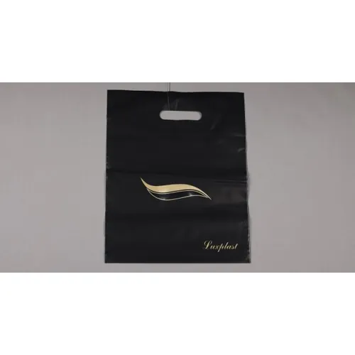 Полиэтиленовый пакет ПВД с прорубной ручкой 100 мкм 30х37 см Волна черный 25 шт