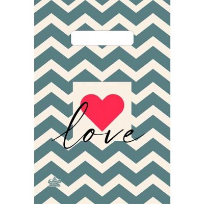 Полиэтиленовый пакет ПВД с прорубной ручкой 30 мкм 20х30 см Влебленность 100 шт