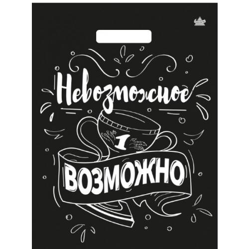 Полиэтиленовый пакет ПВД с прорубной ручкой 60 мкм 31х40 см Невозможное возможно 50 шт