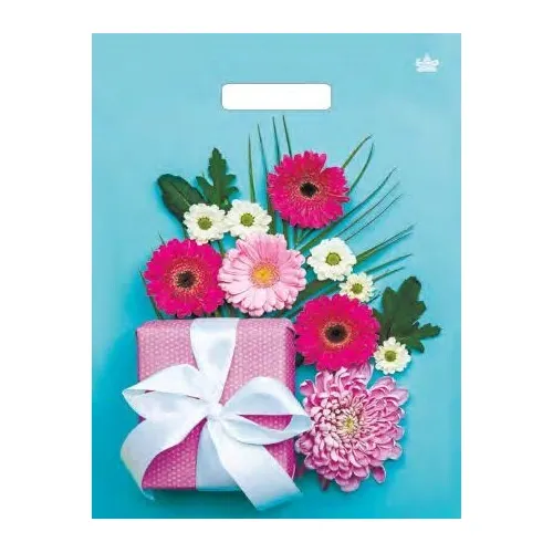 Полиэтиленовый пакет ПВД с прорубной ручкой 60 мкм 31х40 см Подарочная композиция 50 шт