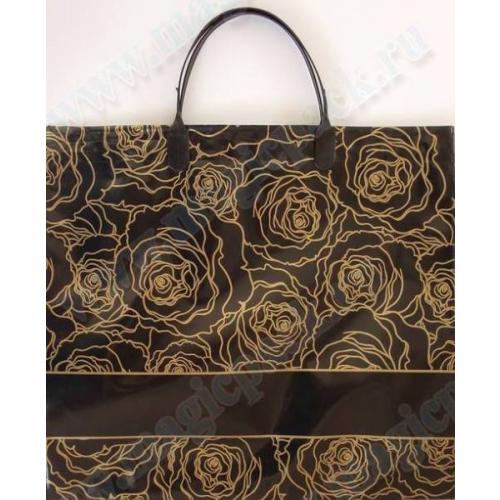 Полиэтиленовый пакет СЛПР с пластиковыми ручками 33х30х10 см Золотые розы 905439