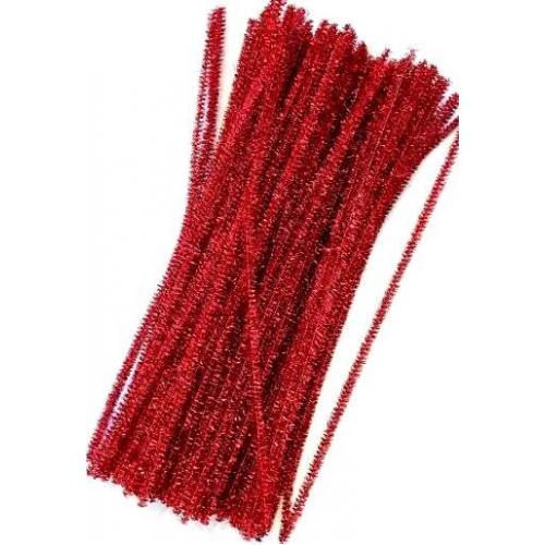 Проволока синельная с люрексом 6 мм 30 см красный 100 шт/уп