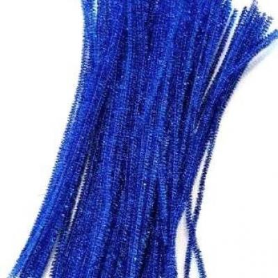 Проволока синельная с люрексом 6 мм 30 см синий 100 шт/уп 2615652