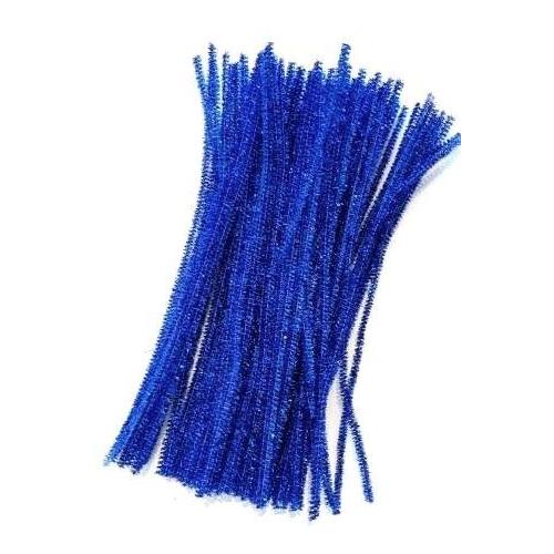 Проволока синельная с люрексом 6 мм 30 см синий 100 шт/уп