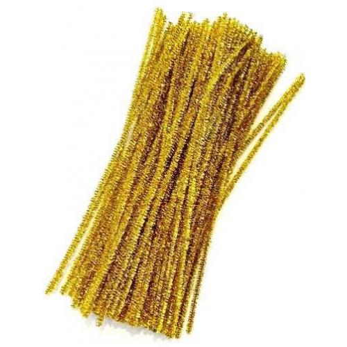 Проволока синельная с люрексом 6 мм 30 см золото 100 шт/уп