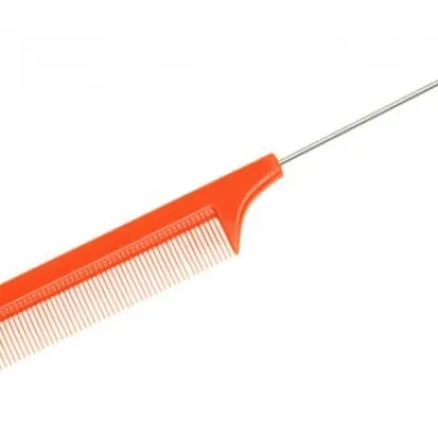 Расческа-гребень 22 см Dewal Beauty DBO6105 с металлическим хвостиком оранжевая