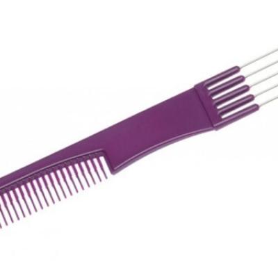 Расческа-гребень Dewal Beauty DBFI6506 для начеса с металлическими зубцами фиолетовая 19 см