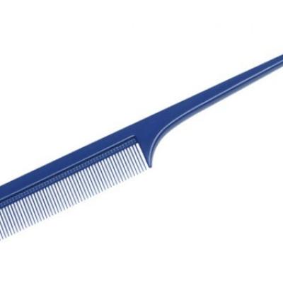 Расческа-гребень с частыми зубьями 20 см Dewal Beauty DBS6104 с пластиковым хвостиком синяя