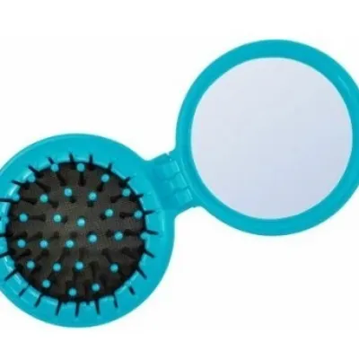 Расческа массажная 2392 LIGHT BLUE складная с зеркалом