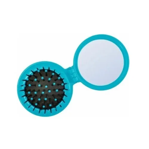 Расческа массажная 2392 LIGHT BLUE складная с зеркалом