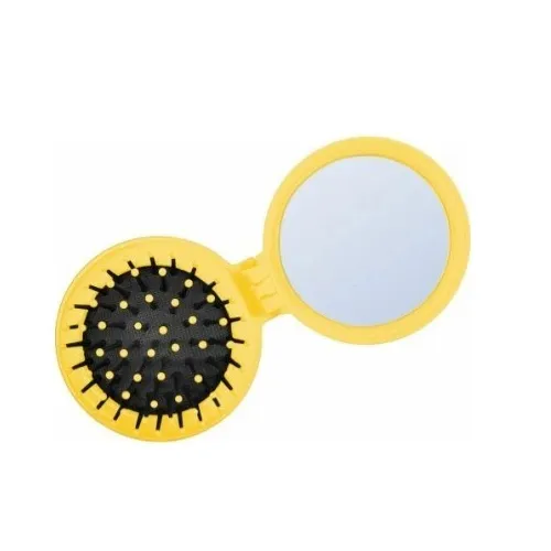Расческа массажная 2392 YELLOW складная с зеркалом