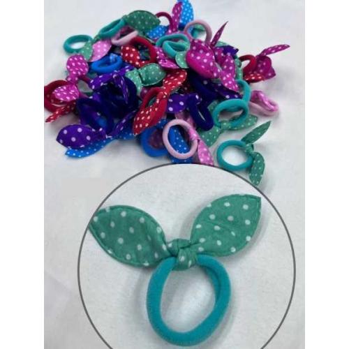 Резинка для волос (50 шт) с ушками 2.5 см ОК горошек цветной ЦЕНА ЗА УПАКОВКУ