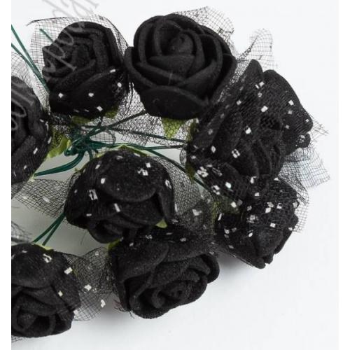 Роза фоамиран 20-25 мм (12шт) Черный с сеточкой 171448
