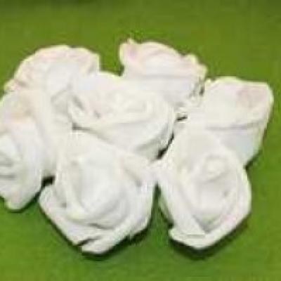 Роза фоамиран бутон 50 мм белый (в уп 10шт) E90/90