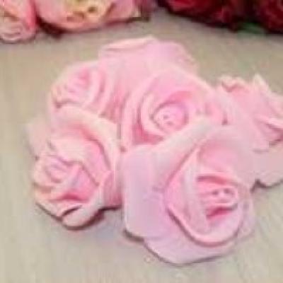 Роза фоамиран бутон 50 мм нежно-розовый (в уп 10шт) E90/10