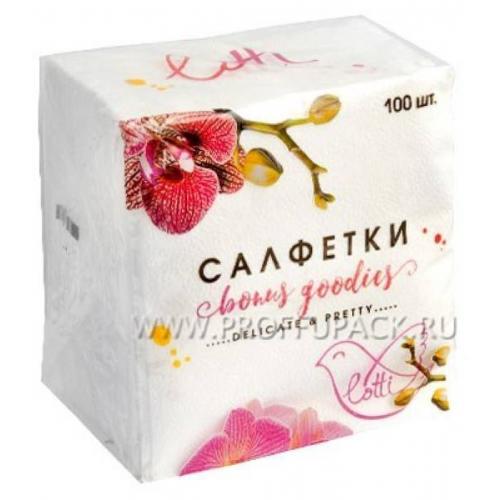 Салфетки бумажные 25*25 см LOTTI Белые 1 сл 100 л