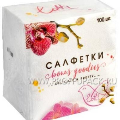 Салфетки бумажные 25*25 см LOTTI Белые 1 сл 100 л