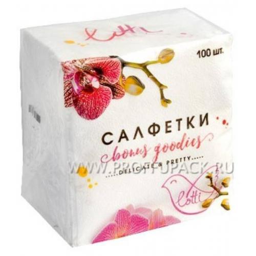 Салфетки бумажные 25*25 см LOTTI Белые 1 сл 100 л