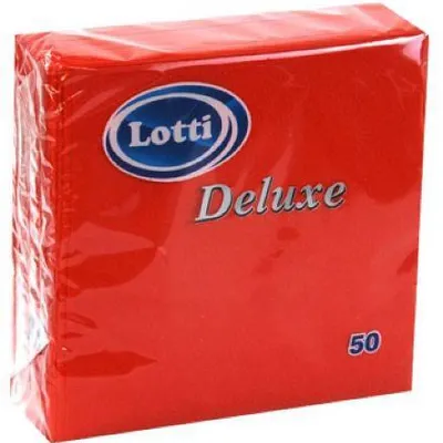 Салфетки бумажные 25*25 см LOTTI Deluxe Красные 1 сл 50 л